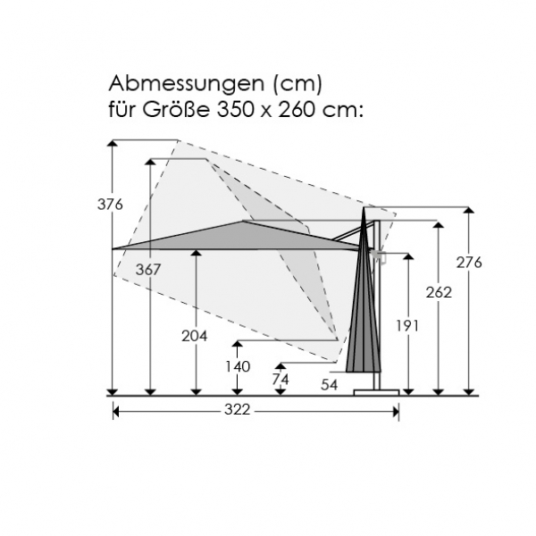 Schneider SET Ampelschirm Rhodos Twist 350x260cm Anthrazit + Ständer + Hülle